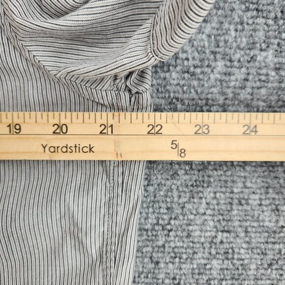 Armani Exchange Large Black White Striped Short Sleeve Pearl Snap Double Collar - Picture 14 of 16